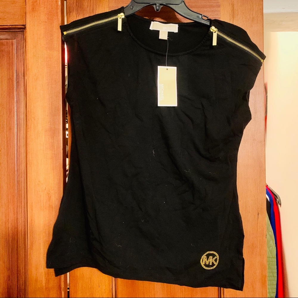 NWT Michael Kors Sleeveless Black Blouse